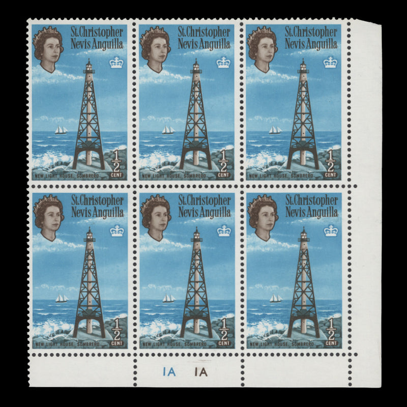 St Christopher Nevis Anguilla 1963 (MNH) ½c New Lighthouse, Sombrero plate block