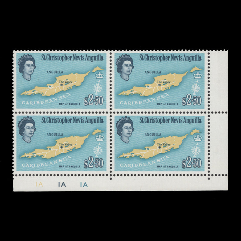 St Christopher Nevis Anguilla 1963 $2.50 (MLH) Map of Anguilla plate block