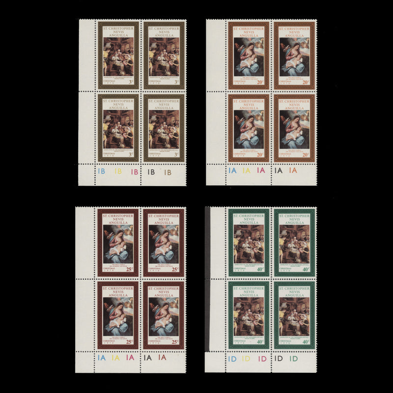 St Christopher Nevis Anguilla 1970 (MNH) Christmas plate blocks