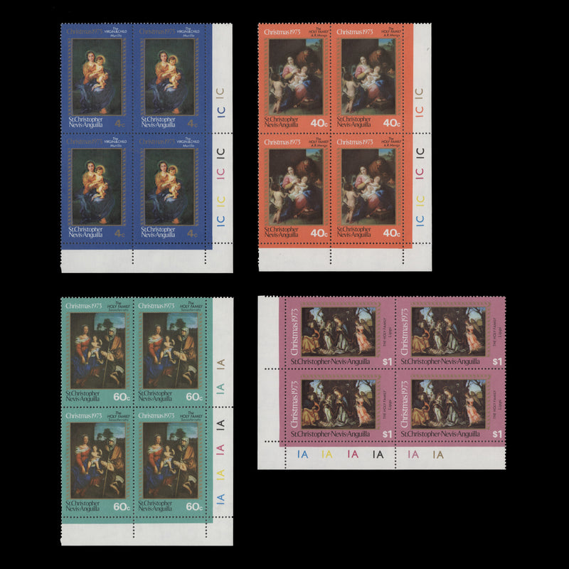 St Christopher Nevis Anguilla 1973 (MNH) Christmas plate blocks