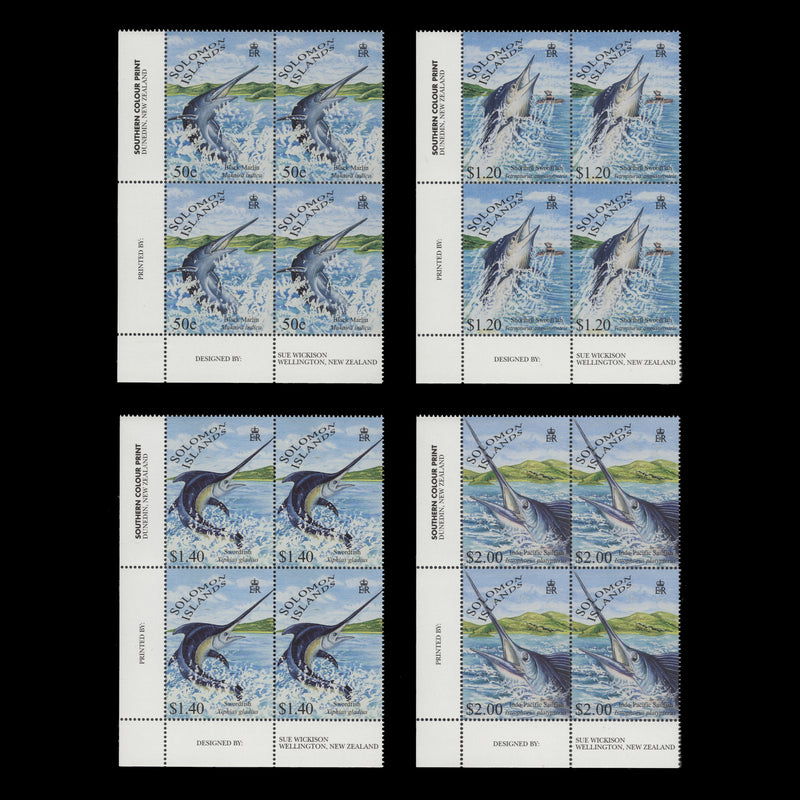 Solomon Islands 1998 (MNH) Billfishes imprint blocks