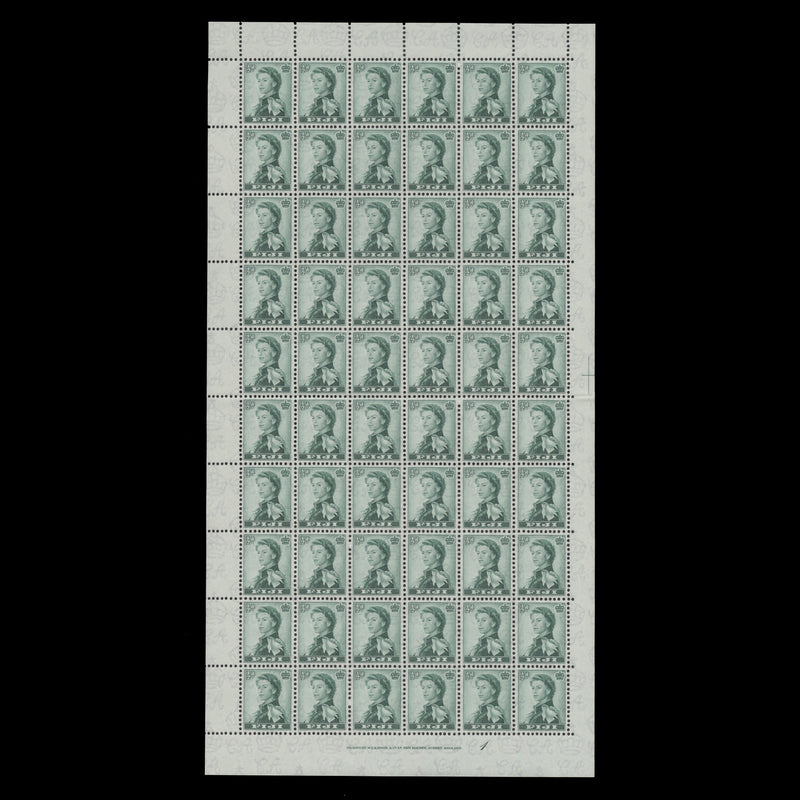 Fiji 1961 (MNH) ½d Queen Elizabeth II pane of 60 stamps