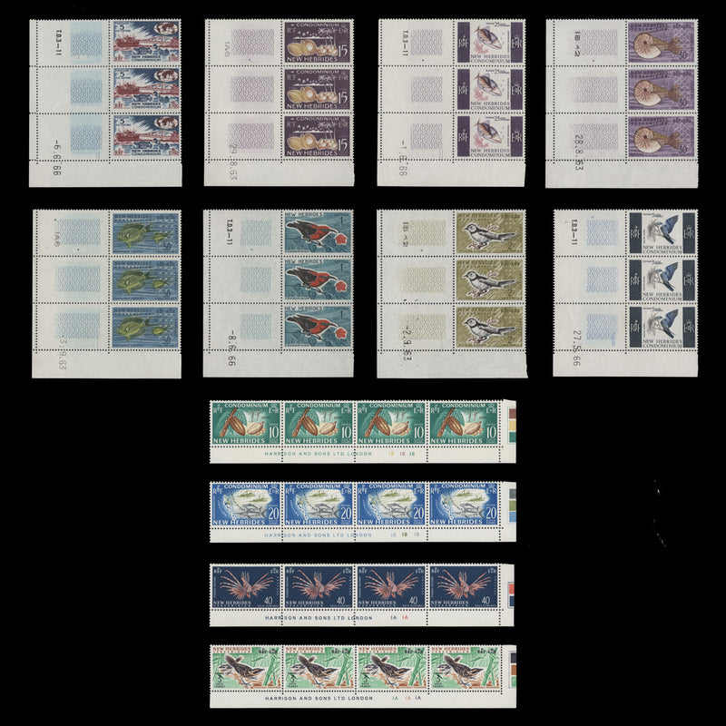 New Hebrides 1963 (MLH) Definitives printing date/plate blocks