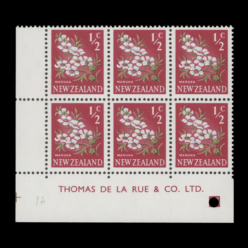 New Zealand 1967 (MNH) ½c Manuka imprint block