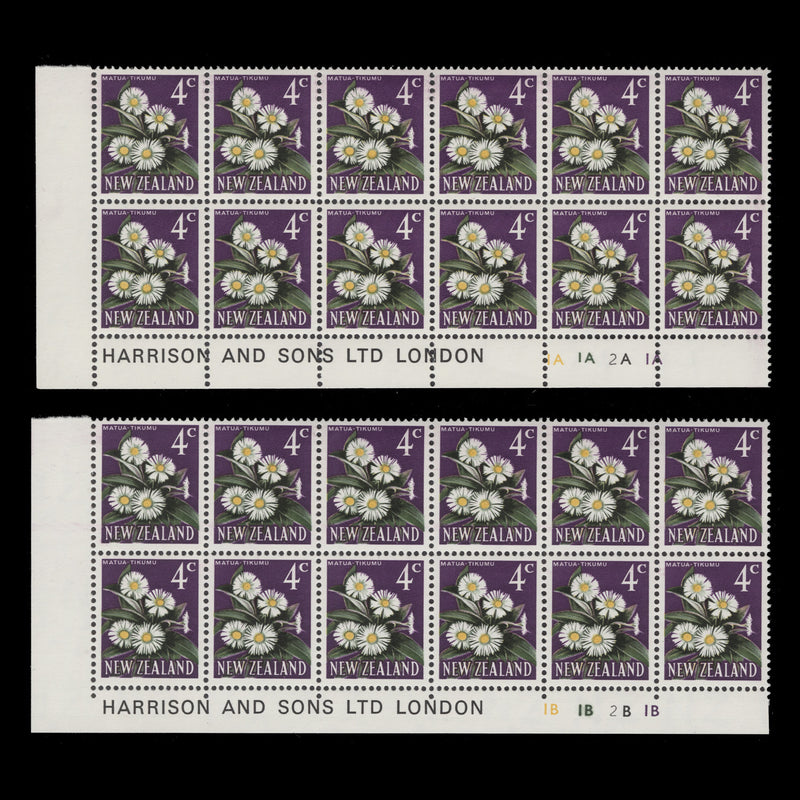 New Zealand 1967 (MNH) 4c Matua Tikumu imprint/plate blocks