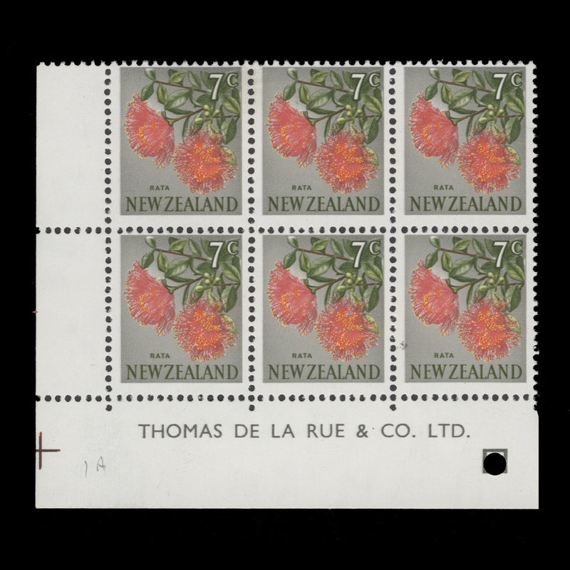 New Zealand 1967 (MNH) 7c Rata imprint block