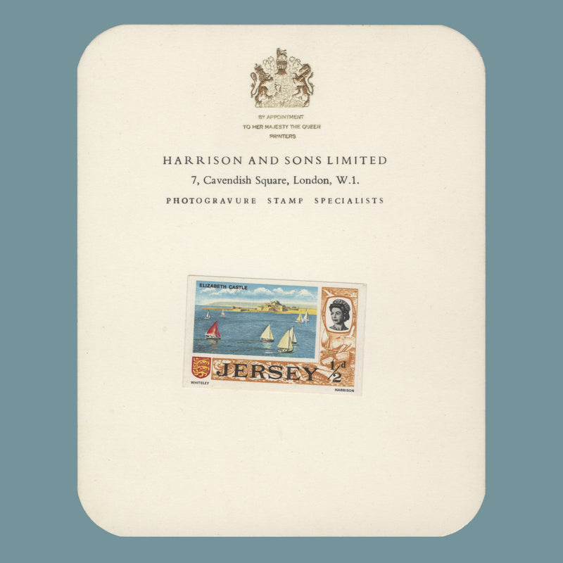 Jersey 1969 (Proof) ½d Elizabeth Castle imperf single on presentation card