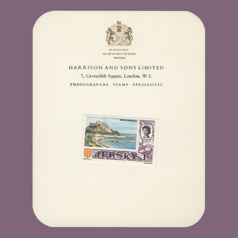 Jersey 1969 (Proof) 1s Mont Orgueil imperf single on presentation card