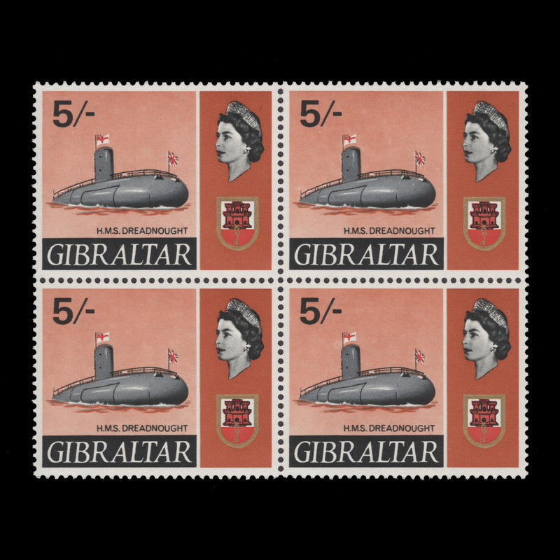 Gibraltar 1967 (MNH) 5s HMS Dreadnought block