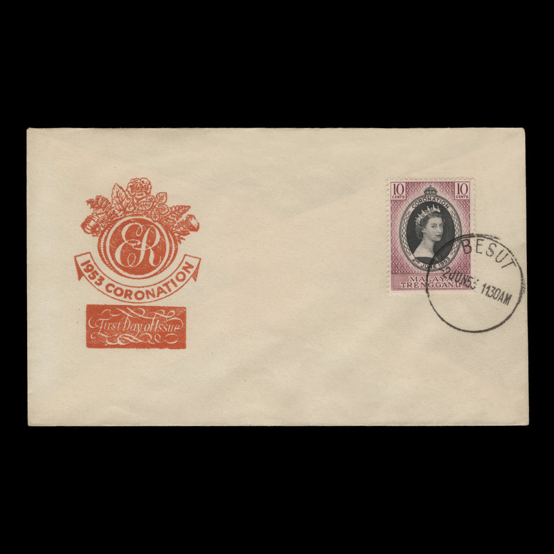 Trengganu 1953 (FDC) 10c Coronation, BESUT