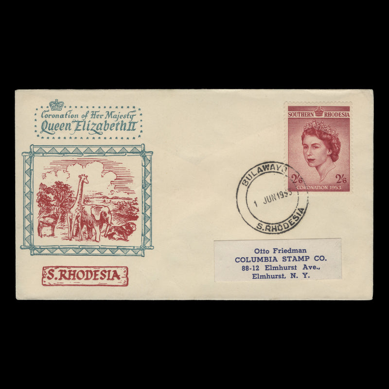 Southern Rhodesia 1953 (FDC) 2s6d Coronation, BULAWAYO