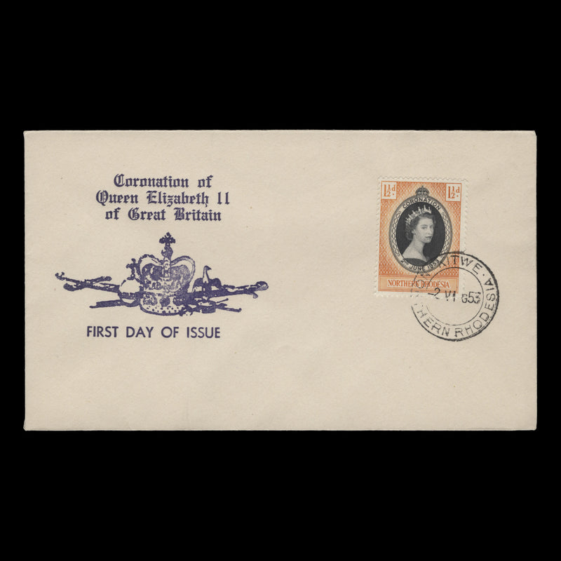 Northern Rhodesia 1953 (FDC) 1½d Coronation, KITWE