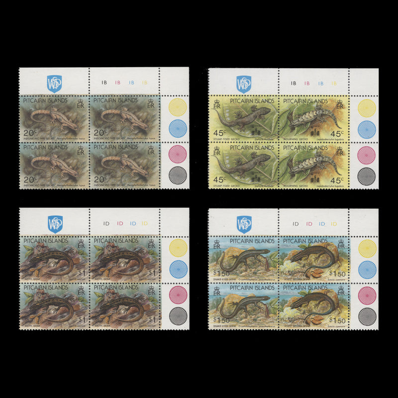 Pitcairn Islands 1993 (MNH) Lizards traffic light/plate blocks