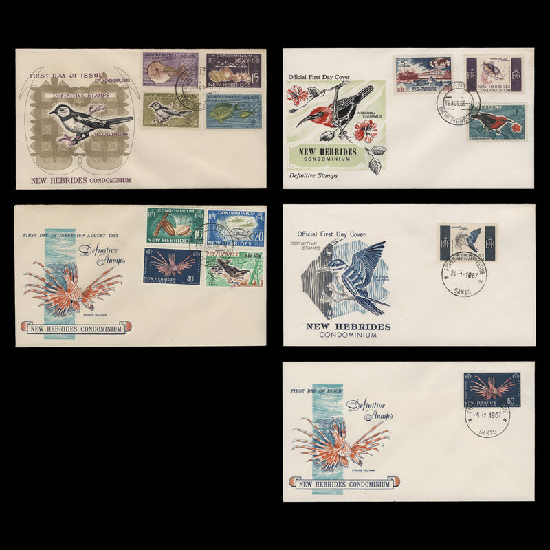 New Hebrides 1963 (FDC) Birds, Marine Life and Industry Definitives