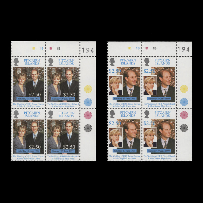 Pitcairn Islands 1999 (MNH) Royal Wedding traffic light/plate blocks