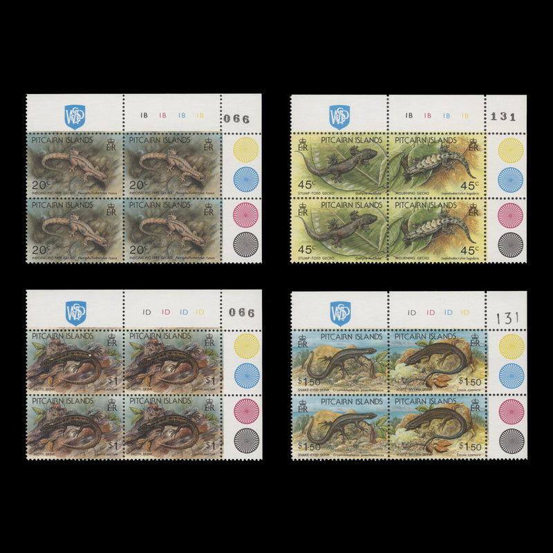 Pitcairn Islands 1993 (MNH) Lizards traffic light/plate blocks