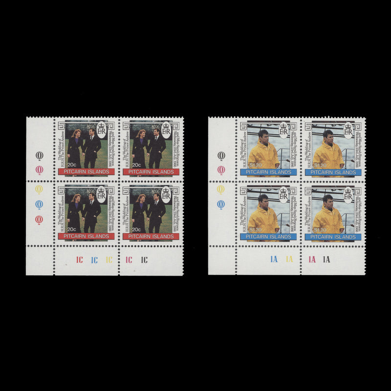 Pitcairn Islands 1986 (MNH) Royal Wedding traffic light/plate blocks