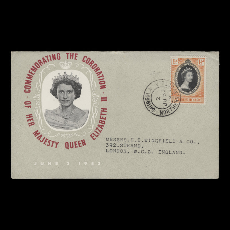 Northern Rhodesia 1953 (FDC) 1½d Coronation, CHINGOLA