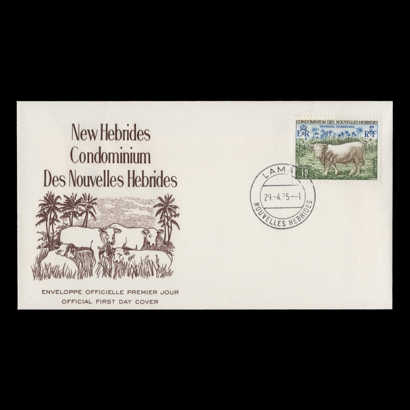 Nouvelles Hebrides 1975 (FDC) f10 Charolais Bull, LAMAP