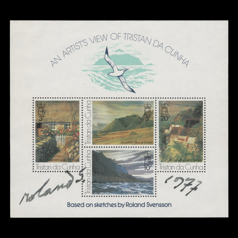 Tristan da Cunha 1976 (MNH) Island Views miniature sheet signed by Roland Svensson