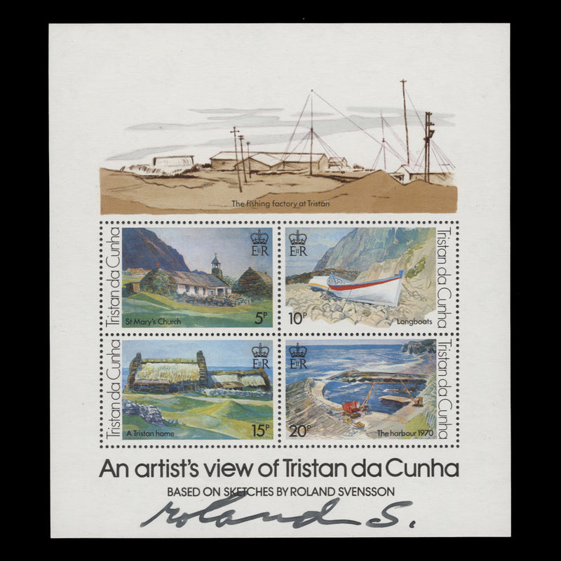 Tristan da Cunha 1978 (MNH) Island Views miniature sheet signed by Roland Svensson