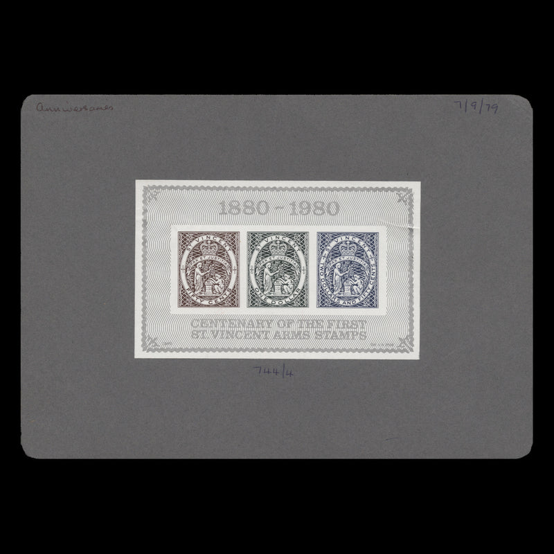 Saint Vincent 1980 Centenary of Arms Stamps imperf proof miniature sheet