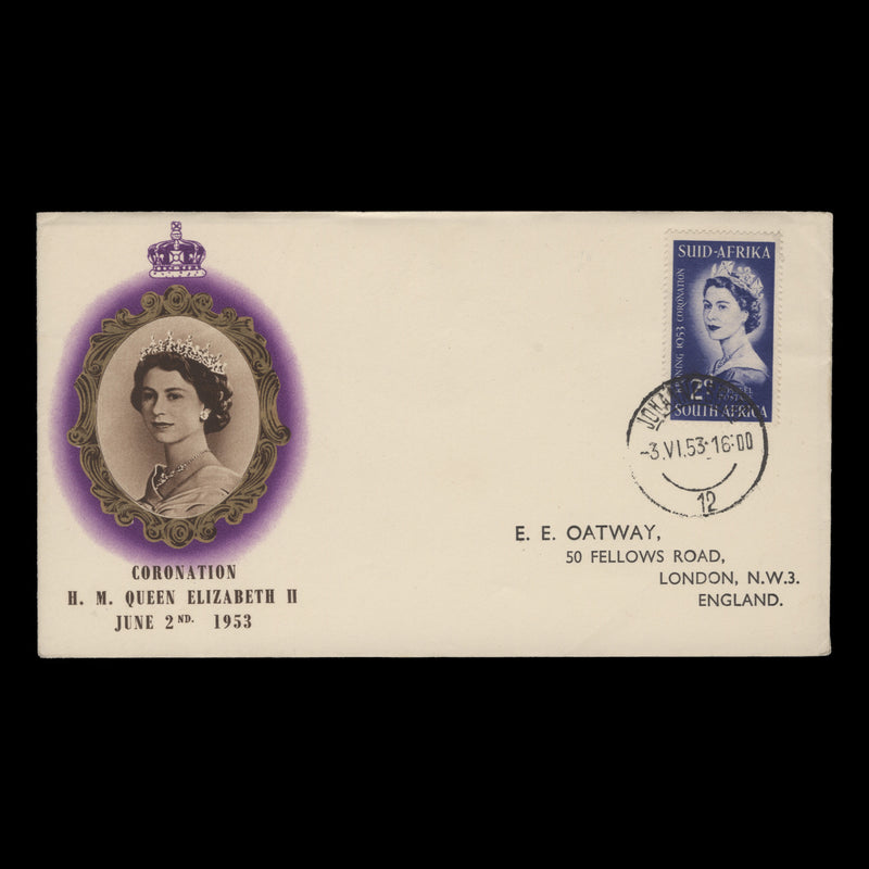 South Africa 1953 (FDC) 2d Coronation, JOHANNESBURG