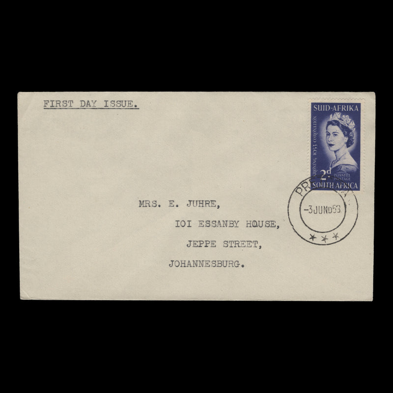 South Africa 1953 (FDC) 2d Coronation, PRETORIA