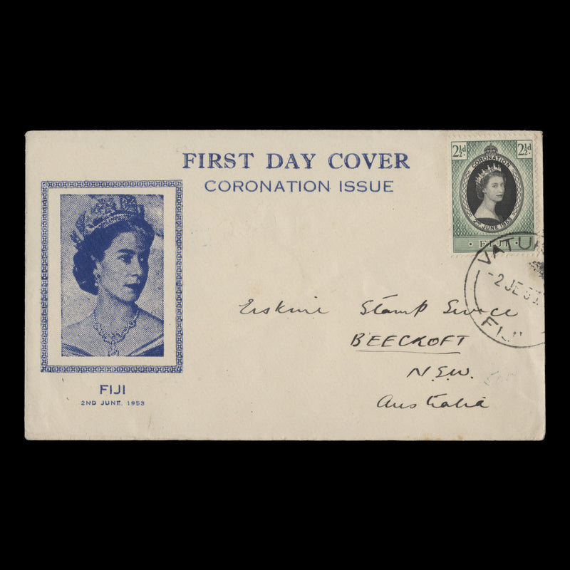 Fiji 1953 (FDC) 2½d Coronation, VATUKOULA