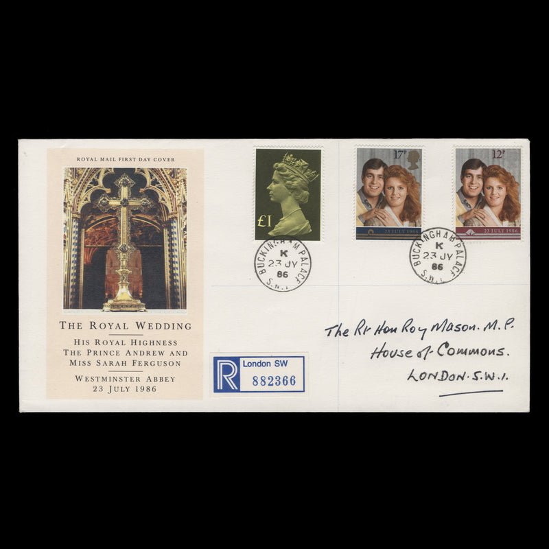 Great Britain 1986 Royal Wedding cover, BUCKINGHAM PALACE