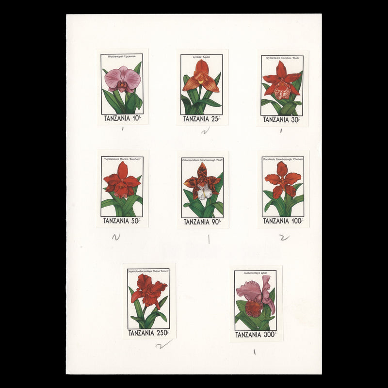 Tanzania 1991 Orchids imperf proofs in presentation folders