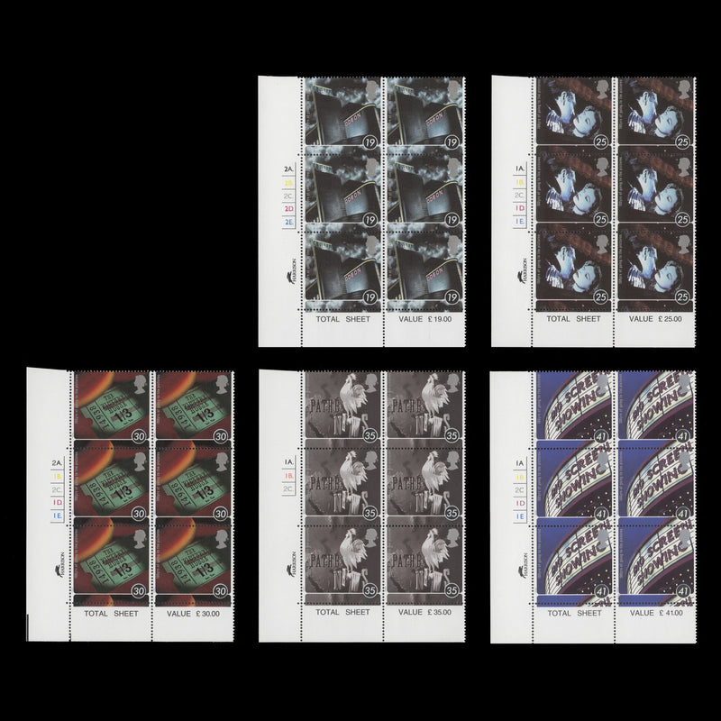 Great Britain 1996 (MNH) Cinema Centenary cylinder blocks