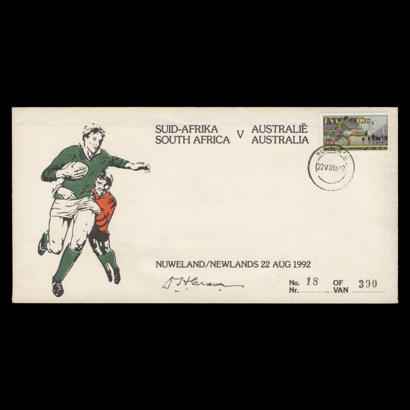 South Africa 1992 Newlands Test Match cover signed by Danie Craven