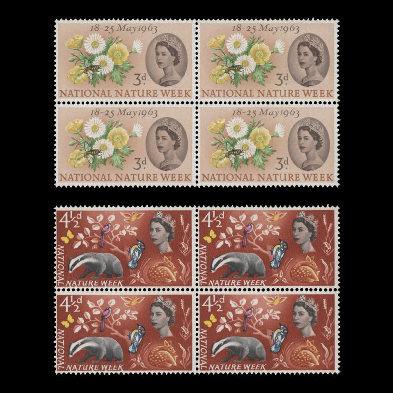 Great Britain 1963 (MNH) National Nature Week ordinary blocks