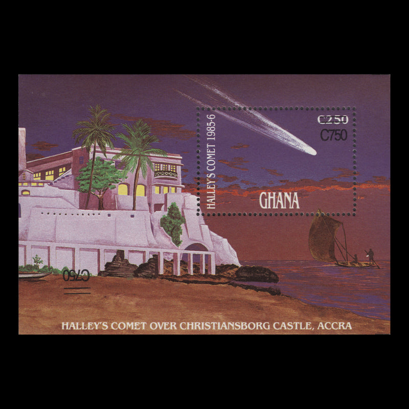 Ghana 1989 (Variety) Halley's Comet miniature sheet with double surcharge