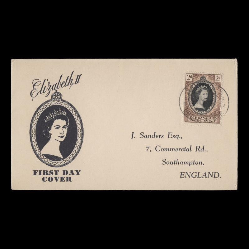 Bechuanaland 1953 (FDC) 2d Coronation, LOBATSI