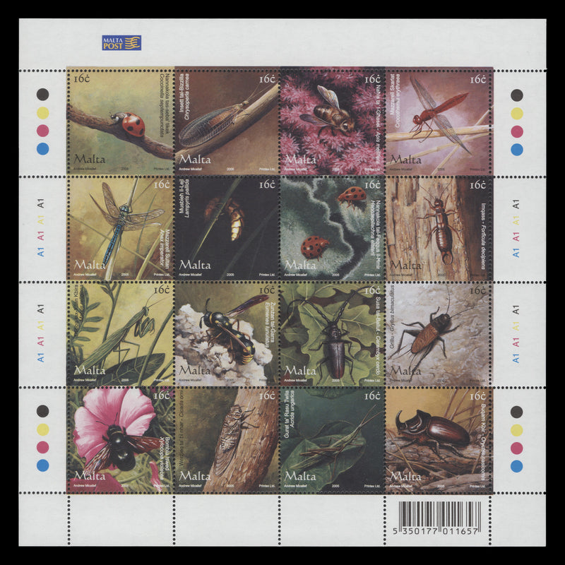 Malta 2005 (MNH) Insects sheetlet