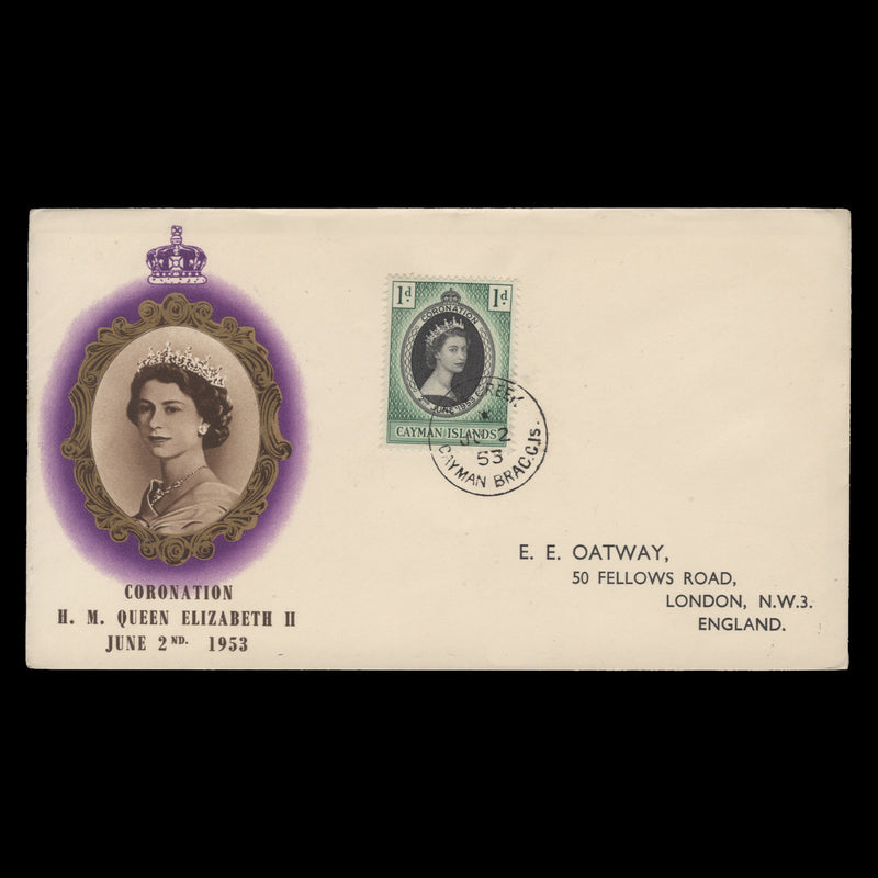 Cayman Islands 1953 (FDC) 1d Coronation, THE CREEK