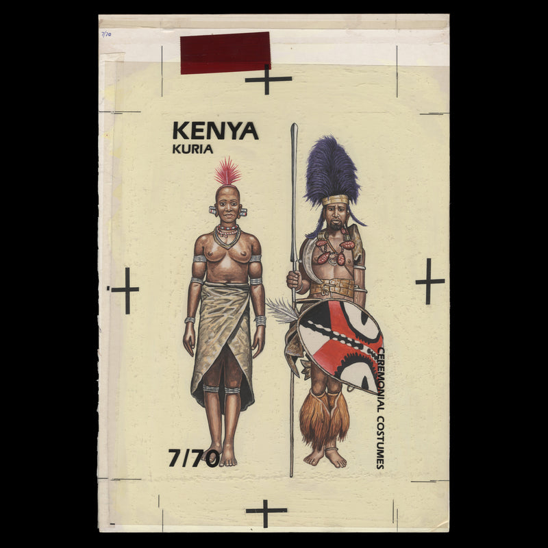 Kenya 1989 Ceremonial Costumes, Kuria Tribe watercolour artwork