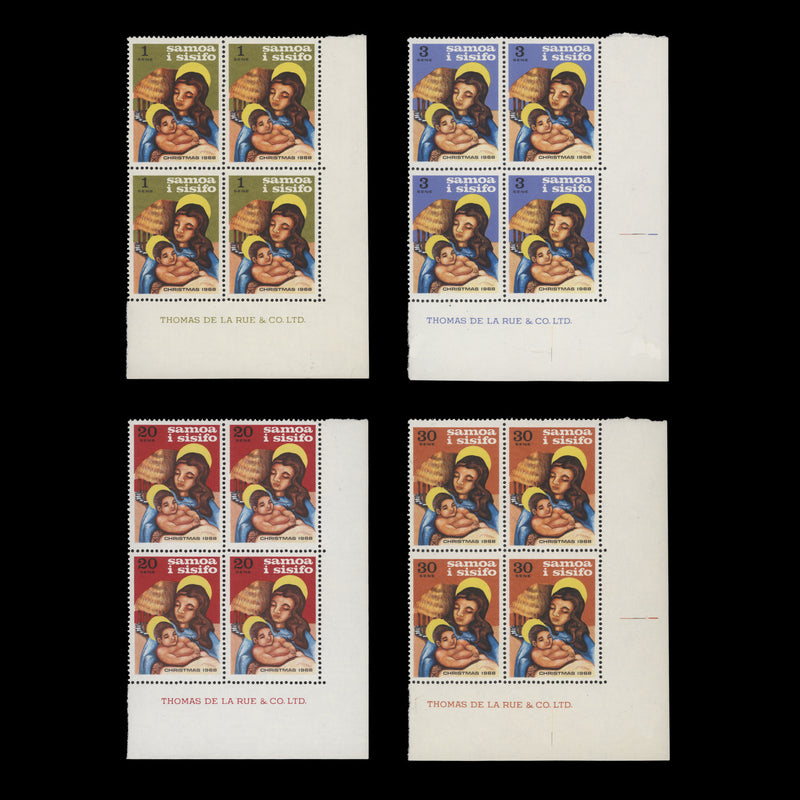 Samoa 1968 (MNH) Christmas imprint blocks