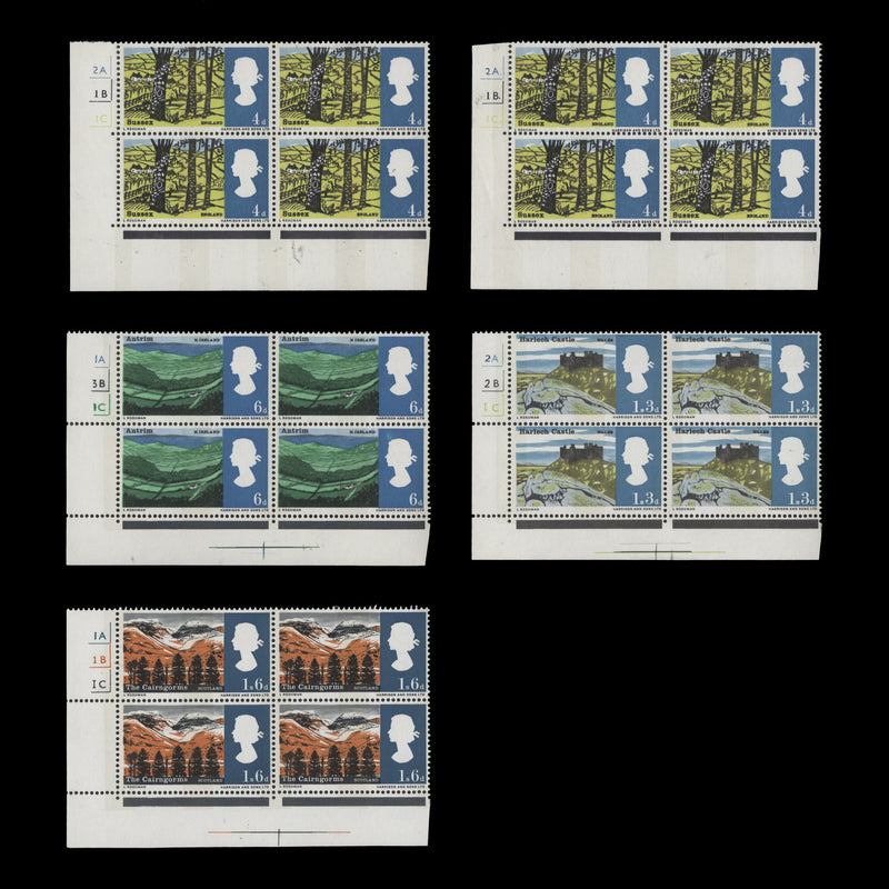 Great Britain 1966 (MNH) Landscapes phosphor cylinder blocks