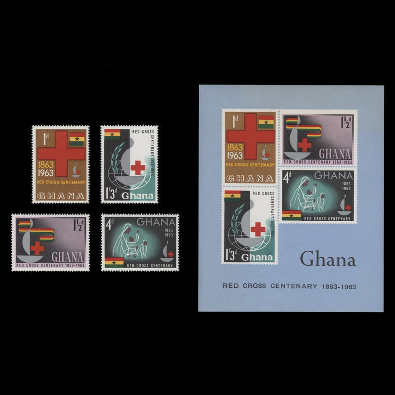 Ghana 1963 (MNH) Red Cross Centenary set and miniature sheet