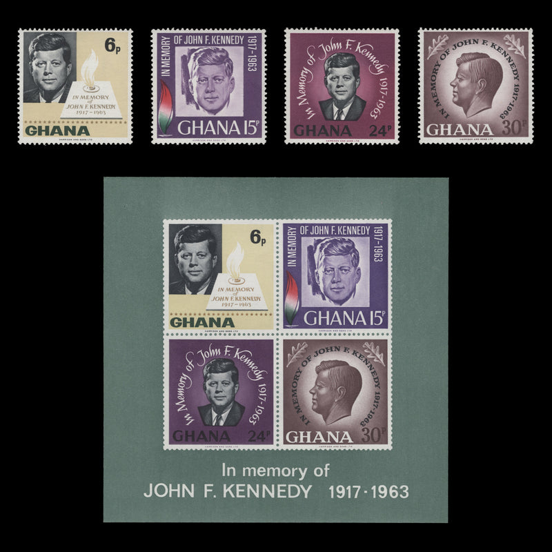 Ghana 1965 (MNH) Kennedy Commemoration set and miniature sheet