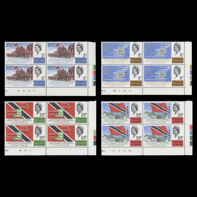 Trinidad & Tobago 1966 (MNH) Royal Visit plate blocks