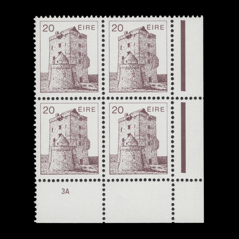 Ireland 1984 (MNH) 20p Aughnanure Castle cylinder 3A block, chalky paper