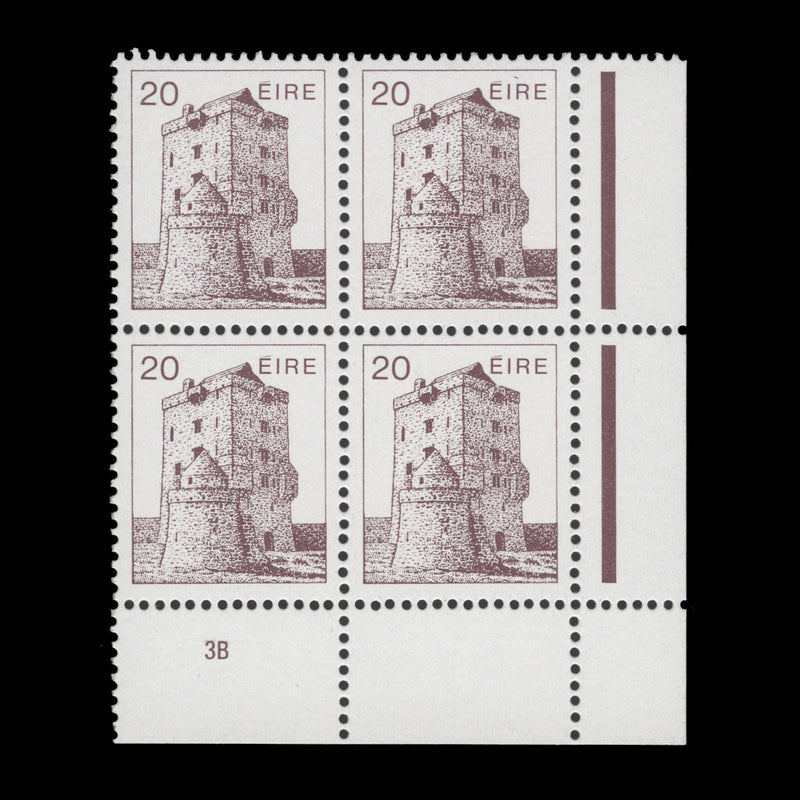 Ireland 1984 (MNH) 20p Aughnanure Castle cylinder 3B block, chalky paper