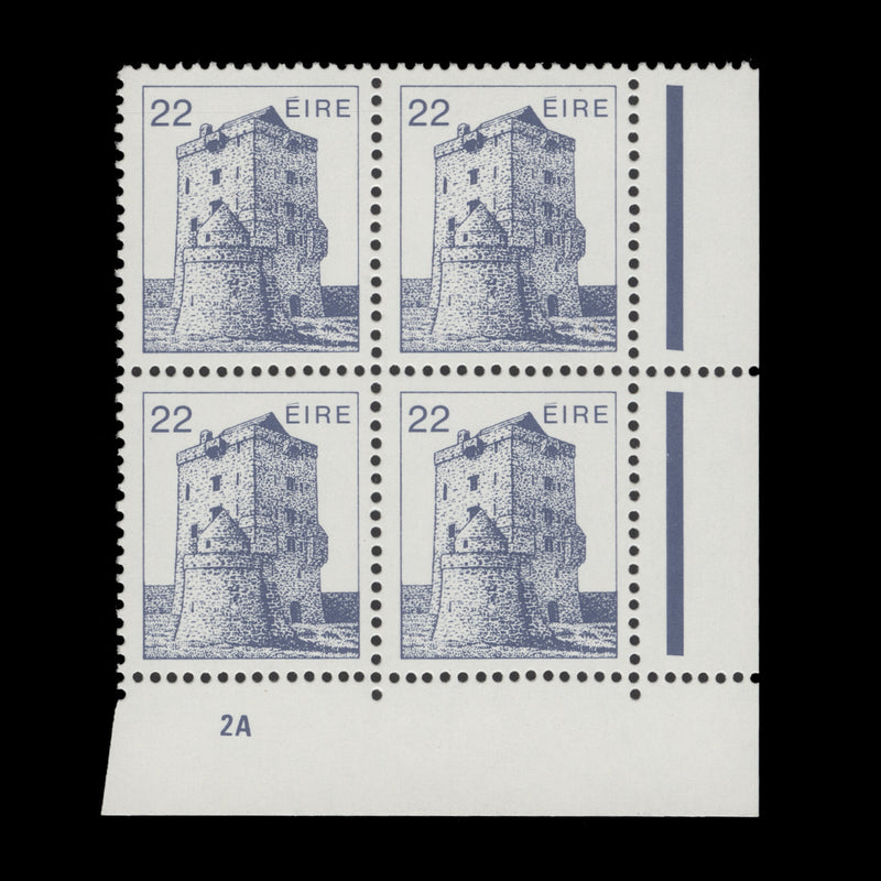 Ireland 1984 (MNH) 22p Aughnanure Castle cylinder 2A block, chalky paper