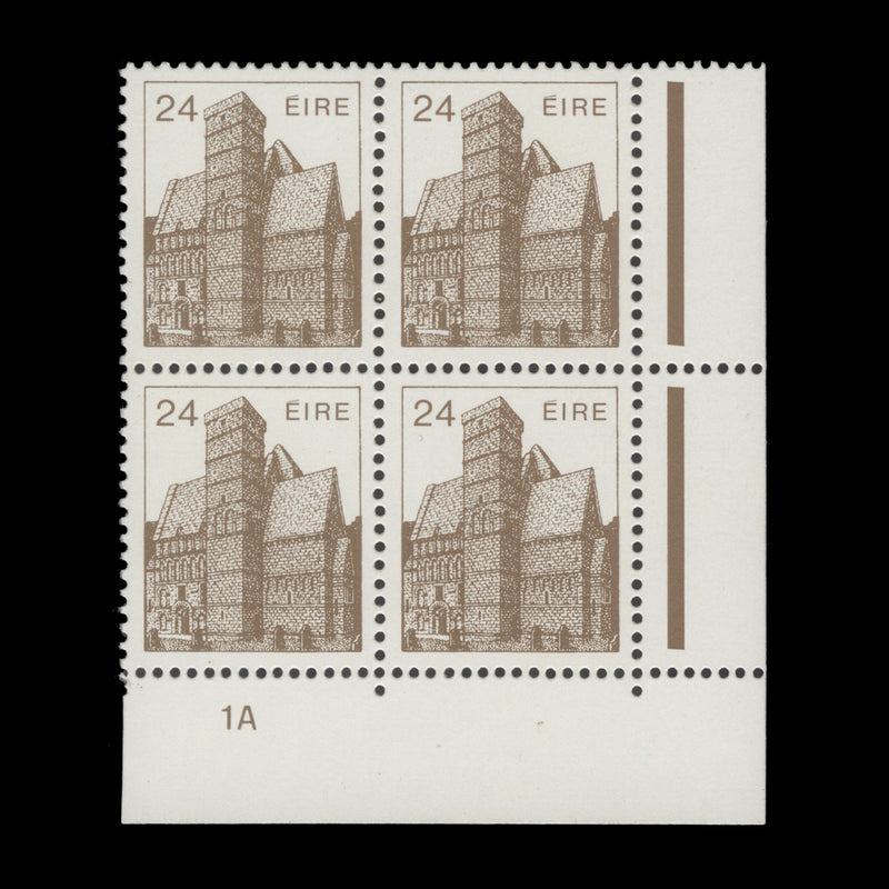 Ireland 1985 (MNH) 24p Cormac's Chapel cylinder 1A block, chalky paper