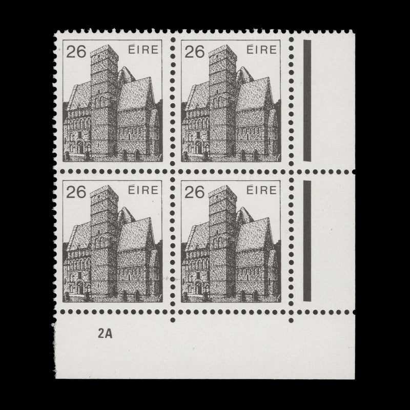 Ireland 1984 (MNH) 26p Cormac's Chapel cylinder 2A block, chalky paper