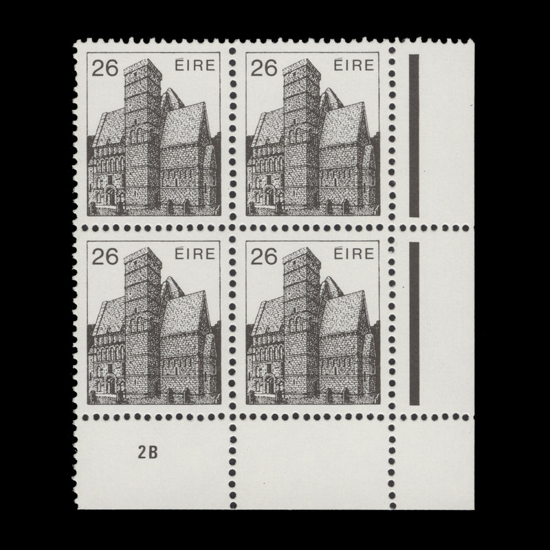 Ireland 1984 (MNH) 26p Cormac's Chapel cylinder 2B block, chalky paper